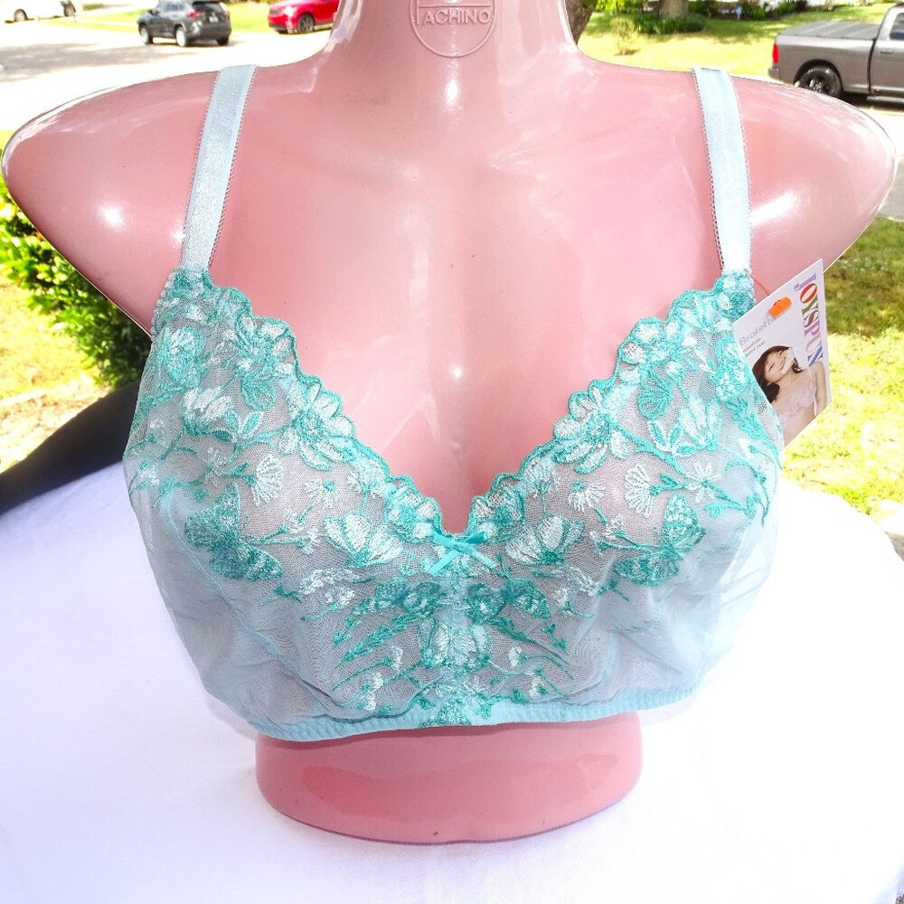 Joyspun Mint Green Soft Wirefree Embroidered Bralette XXL New - Picture 1 of 5